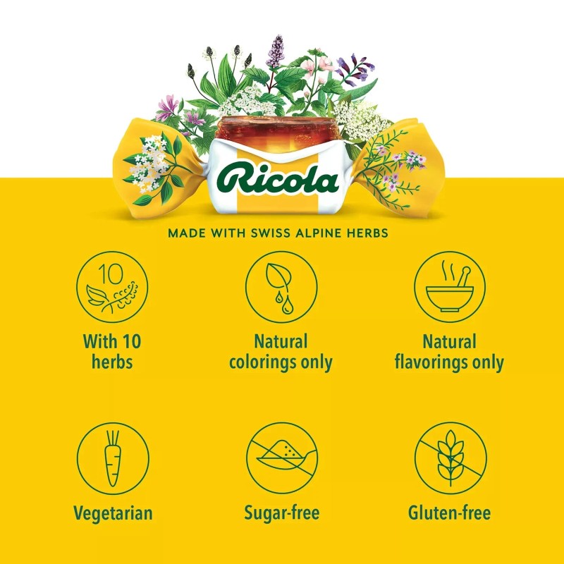 Ricola Sugar-Free Lemon Mint Throat Drops 210 Ct Herbal Cough