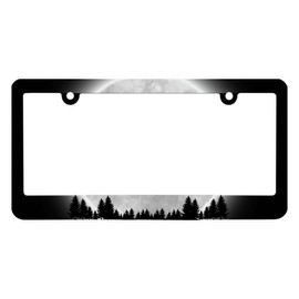 Full Moon Forest License Plate Frame - Funny License Plate Cover Decorative with Screws - Standart Cars USA Tag Frame for Front and Rear - Metal Plate Frame with Screws 6 x 12.25 inches
