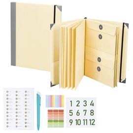 If I Die Binder UK, Important Document Organizer, in Case I Die Document Folder, Folio Document Organiser, Expanding Portable File Folder with Gel Pens and Sticker (Khaki)