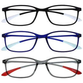 OPULIZE-Pack de 3 anteojos de lectura superligeros Ice negro azul gris mujer hombre RRR61137 +1.00