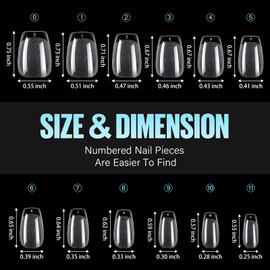 TOMICCA Ballerina Nail Tips, Pack of 504 False Nail Tips, Short Coffin Nail Tips for Nail Extension and Nail Art, DIY Nail Studio at Home, 12 Sizes, Artificial Gel Nail Tips