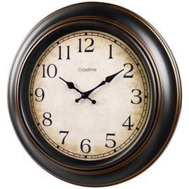 Crosstime 18 Inch Vintage Large Wall Clock for Living Room Decor,Battery Operated Silent Non-Ticking Retro Classic Clocks for Kitchen Fireplace Home Office,House Warming Gifts,Bronze