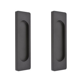MOROBOR Self-Stick Rectangular Sliding Door Pulls, 2pcs Aluminum Alloy Flush Pull Punch-Free Handle for Sliding Barn Door Windows Cabinets (Matte Black, 100mm)