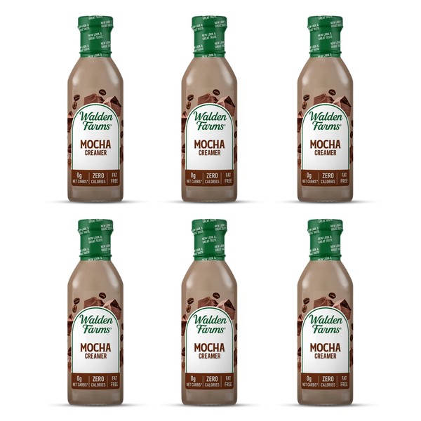 Walden Farms Mocha Coffee Creamer 12 oz Bottle (Pack of 6) Rich & Smooth | Fresh and Flavorful | Vegan, Paleo and Keto Friendly | Non-Dairy Milk Substitute | 0g Net Carbs | For Coffee | Tea | Smoothies | Shakes | Cocktails and More