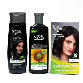 Natur Vital Black Hair Set – Plant-Based Dye, Nourishing Shampoo & Repair Mask