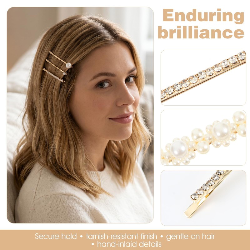 16 Pcs Hair Clips Women Gold Bobby Pins Decorative Pearl