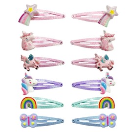 Simsky 12 Stück Kinder Haarspangen Mädchen - Einhorn Haarspangen für Glitter Girls - Haarspangen Kinder Mädchen
