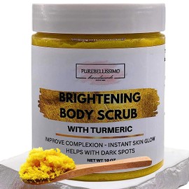 PureBellissimo- EXFOLIANTE CORPORAL DE AZÚCAR Exfoliante iluminador Exfoliante corporal de azúcar Exfoliante corporal de cúrcuma para manchas oscuras 