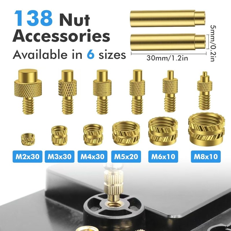 VIBINHO Threaded Inserts Soldering Tips Set, 130 Pieces Melting Thread,