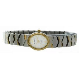 Elgin NIB Elgin II Quartz Gold/Silver Tone Stretch Band Ladies Watch ELT034