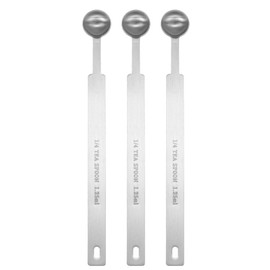 sourcing map 3pcs Single Measuring Spoon 1/4tsp (1.25ml) Teaspoon/Tablespoon 430 Stainless Steel Single Tiny Square Bowl Measuring Spoon Long Handle Measure Scoop