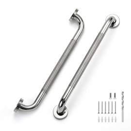18 Inch Grab Bars for Shower, Stainless Steel Safety Handicap Grab Bars for Bathroom, Anti-Slip Shower Handle, Wall Mounted (2 Pack, Polished Nickel)