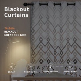 Easy-Going Printed Blackout Curtains for Bedroom, Gradient Line Color Noise Reduction Curtain Drapes, Light Blocking Thermal Insulated Grommet Curtain, 2 Panels, 52 x 84 in, Chocolate