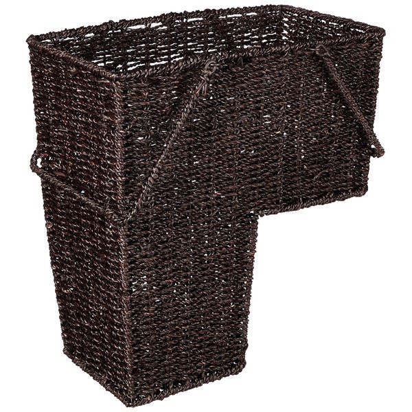 Trademark Innovations 15" Wicker Storage Stair Basket With Handles (Brown)