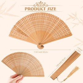 Queekay Hand Bambus Faltfächer Tragbarer Sommer Handfächer für Damen Hohl Geschnitzter Bambus Fächer Vintage Chinesischer Fächer Faltbarer Manueller Fächer für Dekoration Hochzeit Geburtstagsgeschenk