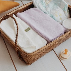 Lavien Home 12 Pack Rayon from Bamboo Washcloths with Multi-Purpose Clutch Bag, Ultra-Soft Absorbent Towels for Face, Body, Shower, Make-Up, Baby, and More - Cloud Touch 10"x10" (Lilac)