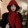 New Arrival Korean Dongdaemun Wool Blend Boucle Balaclava Shawl Hat (lf3638) Free Size/Red 3ea