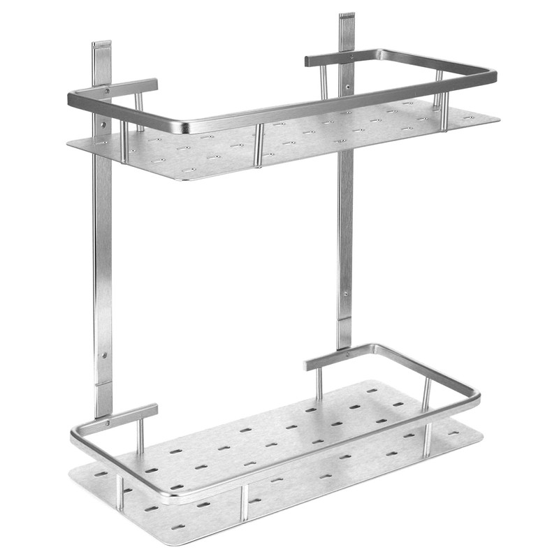 Space Aluminum Bathroom Shelf RustProof Shower Rack Kitchen Storage Basket