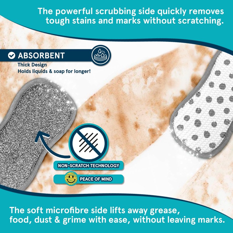 Anti-Bacterial Cleaning Pads by Smith’s® | 6 Pack | Dual-Sided