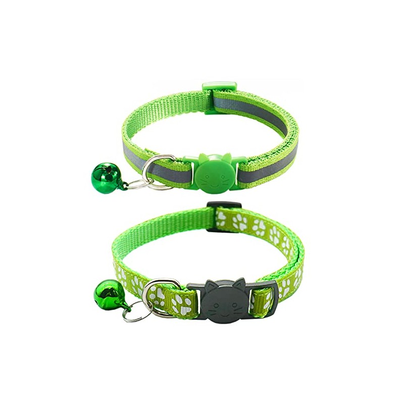 Qinao 2Pack Cat Collars Quick Release Reflective Kitten Collar with