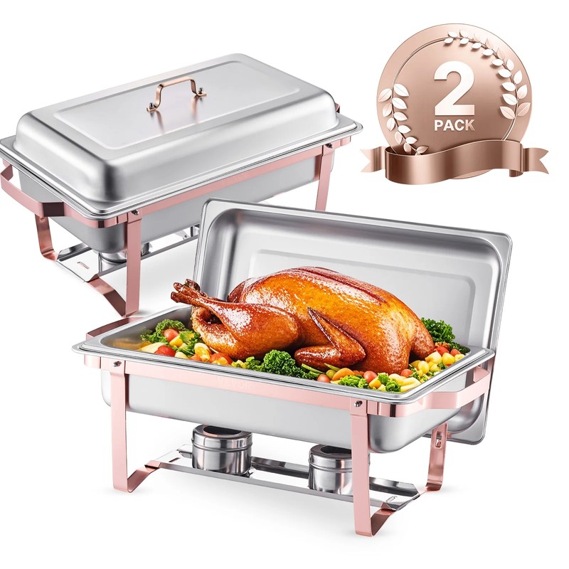 8QT Stainless Steel Chafing Dish Set for Buffets – Gold