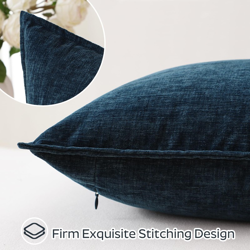 Sungeek Set of 2 Soft Chenille Cushion Covers 60x60cm Square