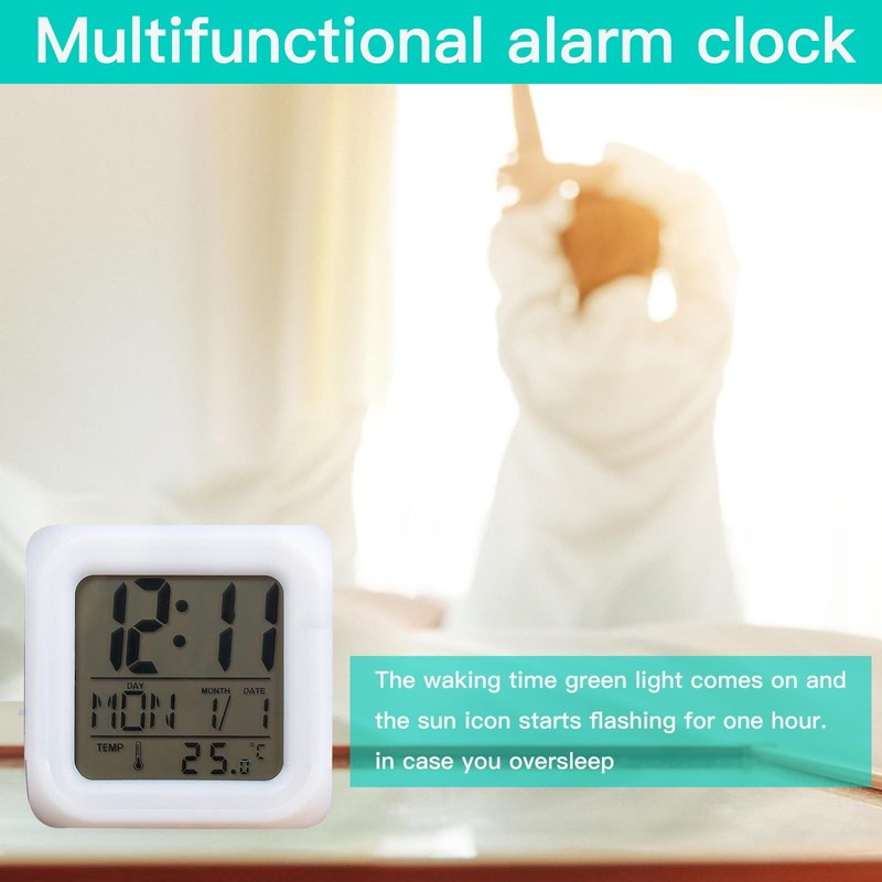 Cisixin Digital Alarm Clock Unicorn Colourful Square Girls LED Illuminated