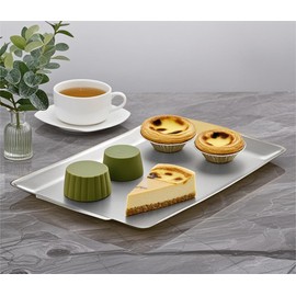 15.8" x 9.5" Large Serving Platters Set of 2, Stainless Steel Heavy-Duty Large Serving Trays, Silver Rectangular Plates for Food, Fruit, Party, Wedding, Christmas, Chip and Scratch Resistant