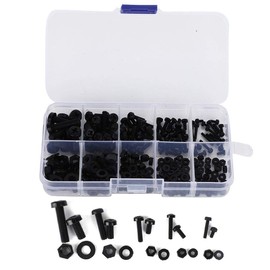 270pcs M2/M2.5/M3/M4/M5 Nylon Screw Nut Washer Kit, Nylon Screw Hex Nut Spacer Mounting Accessories Assortment Kit with Plastic Box, Black/White (Black)