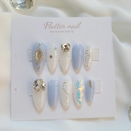 Syrup Sky Christon Handmade Nail Tips - Short Ballet / 시럽하늘 크리스톤 수제네일팁 - 숏발레
