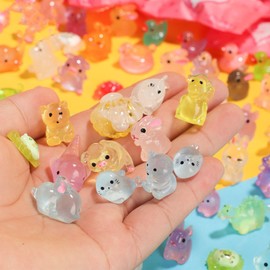 Fzdm130PCS Mini Luminous Resin, 130 Styles Tiny Resin Miniature Mini Little Small Plastic Figures Glow in the Dark for Micro Landscape Fairy Garden Aquarium Dollhouse Decor