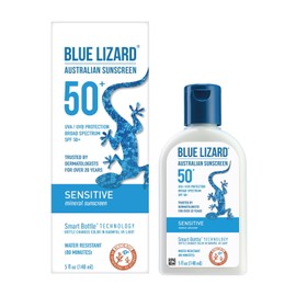 Blue Lizard Sensitive SPF 50 Mineral Sunscreen Lotion, Broad Spectrum, 5 fl oz