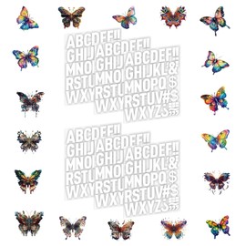 6 Sheets 264 Pieces Iron On Letters for Clothing, 2 Inch Heat Transfer Letters with A-Z Iron On Vinyl Letters with 18 Pieces Butterfly Press On Decals,Fabric PU Alphabets Sticker for T-Shirt DIY