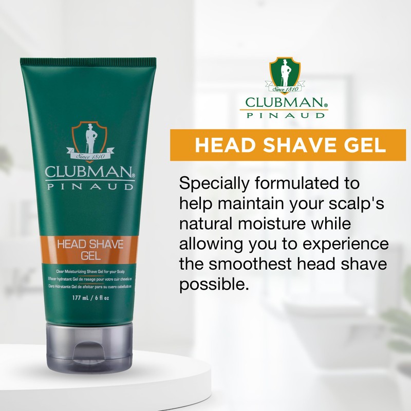 Clubman Pinaud Head Shave Gel for Men – Clear Moisturizing