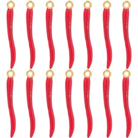 SUNNYCLUE 1 Box 30pcs Red Chili Pepper Charm Mini Vegetable Charms Enamel Firebrick Metal Italian Horn Hot Chili Lucky Foods Charms For Jewelry Making Women Adults Bracelets Earrings Findings DIY