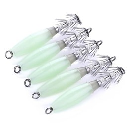 FOLANDO 5pcs Luminous Saltwater Fishing Lures, Squid Octopus Fishing Squid Jig Lures Octopus Squid Bait Artificial Spinner Lures Kit 10cm