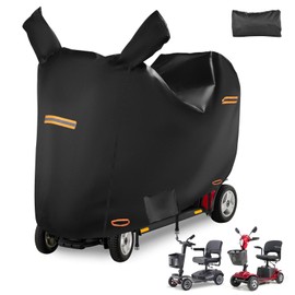 Waterproof Mobility Scooter Storage Covers Outdoor with 4 Reflective Strips & 2 Mirror Pockets,420D Heavy Duty Electric Scooter Cover with 3 Windproof Buckles & Air Vents XXL - 69"x25"x47"