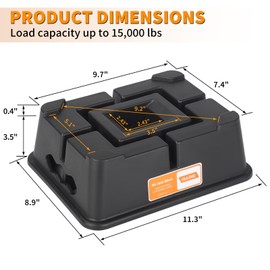 OULEME Trailer Jack Block, for RV Camper Travel Trailer 5th Wheel, fits Tongue Stand Jack Post/Wheels, Round and Square Stabilizer Foot Plate, Supports up to 15,000 lbs, 2 Pack