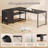 PRAISUN 61" L Shaped Desk with Power Outlets and USB-C