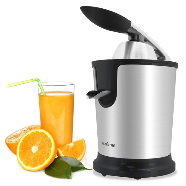 Stainless Steel Electric Juicer Machine - 160W Power Juice Press, Citrus Juicer & Squeezer Masticating Machine - Easy to Clean - Includes Handle & Cone for Maximum Juice Masticating & Extraction