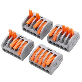 smseace 25 Pcs 5 Port Lever Nut Conductor Compact Wire Connectors Fast Connection Terminal for Multiple Types of Wires PCT-215