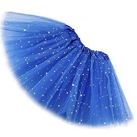 Womens Adult Sparkle Elastic 3 Layered Tulle Tutu Skirt (Royal Blue, One Size)