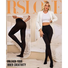 RSLOVE 80 Denier Women's Tights - Soft Opaque Fine Tights Elastic High Waisted Stockings, black