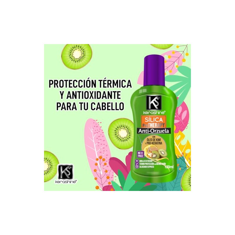 KeraShine Silica en Gotas de Seda Kiwi, Tratamiento Capilar Protector