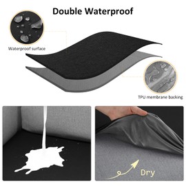 YISUN Waterproof Sofa Cushion Covers, Stretch Sofa Seat Cushion Covers, Replacement Chair/Couch Cushion Covers, Furniture Protector Seat Cushion Slipcovers with Elastic Bottom