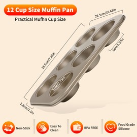 Pack of 2 Carbon Steel Muffin Tray for 6 Muffins, Muffin Trays, Non-Stick Baking Moulds, Suitable for Baking Muffins, Cupcakes, Cakes and Pudding