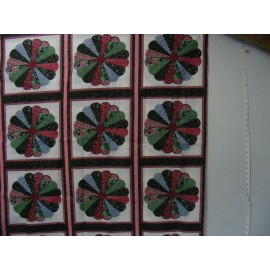 Heritage Quilting Cheater Quilt Top Material, "Dresden Plate Black", 90" x 108", Cotton Blend Mate