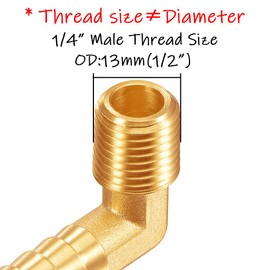 Uenede 3PCS Brass 1/4"NPT Male to 1/2" Barb 90 Degrees Elbow Thread Pipe Hose Barb Fittings for Water/Oil/Gas
