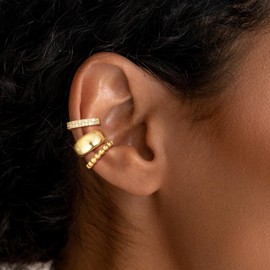 Moodear Trendy 3Pcs Chunky Ear Cuffs Non Piercing for Women - Dainty 14K Gold Plated Cubic Zirconia Cuff Earrings for Women Cartilage Jewelry Gift