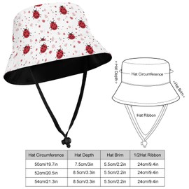 Kids Hats Ladybugs Boys Girls Summer Bucket Travel Beach Sun Hat Cap Breathable Adjustable Fisherman Hats Wide Brim 52cm for Toddler Children